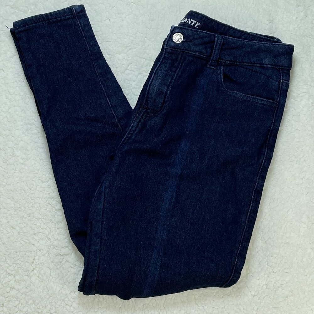 Diamante Jeans Womens Size 11 Blue Ankle Length Mid Rise Dark Wash Denim 29x26